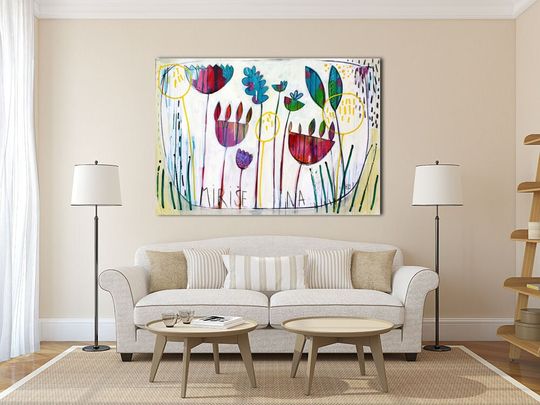Discover , large flower print of painting, white and red FLOWER Giclee PRINT of original "It smells like..."