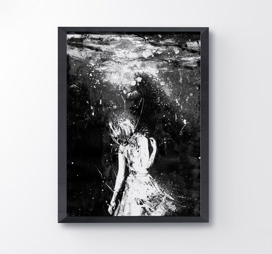 Discover Sad Mermaid Art Print - Contemporary Acrylic Painting