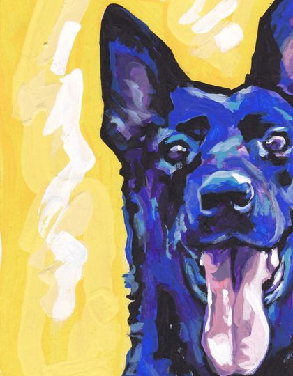 Discover Black German Shepherd modern Dog art print pop dog art bright colors 8.5x11