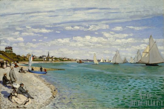 Discover Claude Monet : Regata en Sainte-Adresse (1867) Canvas Gallery Wrapped or Framed Giclee Wall Art Print (D4060)