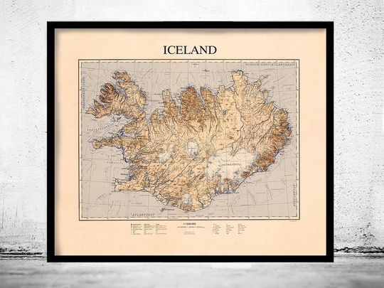Discover Vintage Iceland Map - Wall Art Print