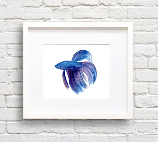 Discover Betta Fish Art Print - Wall Decor - Watercolor Painting