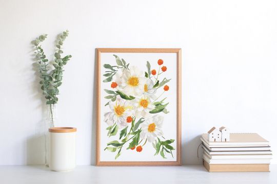Discover Floral watercolor Gicle print, DIN A4, Artprint flower decoration,