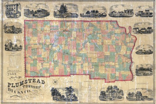 Discover 1859 Farm Line Map of Plumstead Township Bucks County Pa