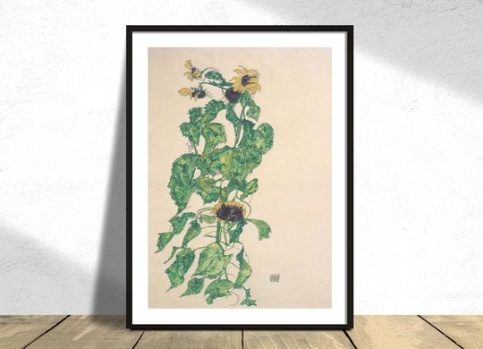 Discover Sonnenblumen I - Egon Schiele | Sunflowers Poster, Austrian Expressionism Style, Exhibition Art, Poster Reproduction, Nature Print,Gift Idea