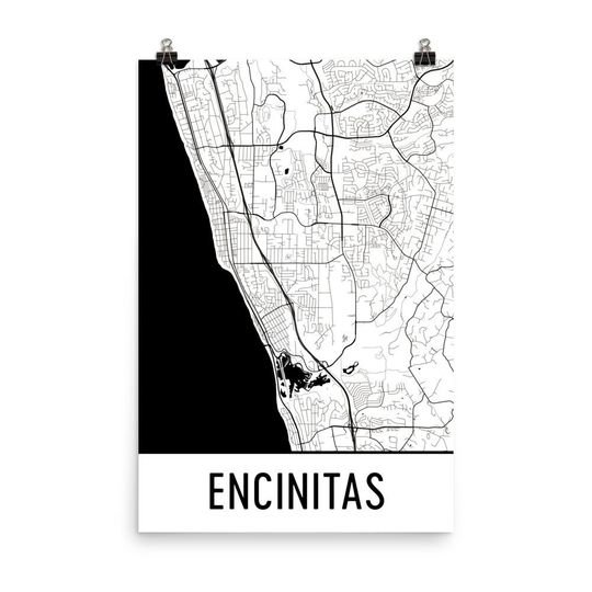 Discover Encinitas California Map Print - Art Decor