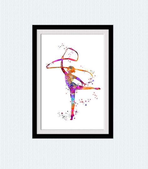 Discover Gymnastic watercolor print Gymnastics girl art poster Sport illustration Girls room decor Kids room wall art Artistic gymnastic poster W856