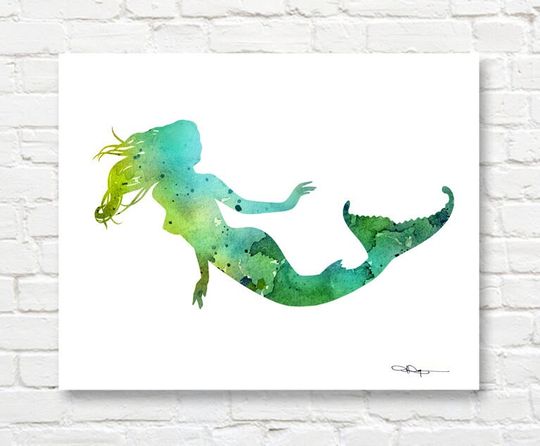 Discover Mermaid Art Print - Abstract Watercolor Painting - Wall Decor