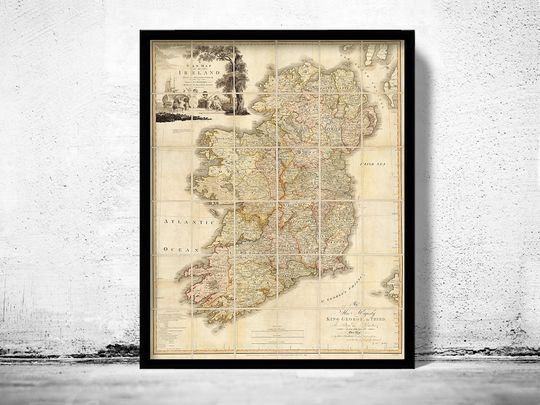 Discover Antique Map of Ireland from 1797 Vintage Wall Art