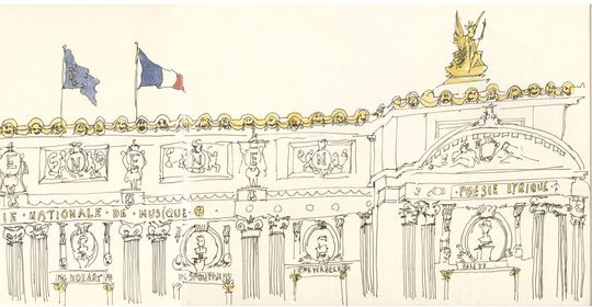 Discover Paris Watercolor-Paris drawing- print/paris opera-paris watercolor-paris painting