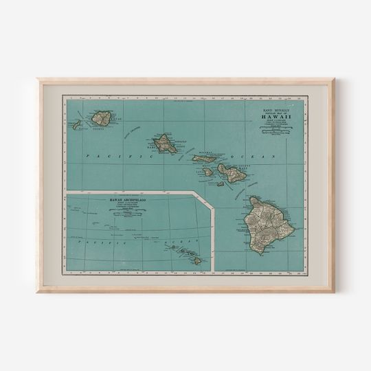 Discover Vintage Map of Hawaii Print - Antique Hawaiian Decor