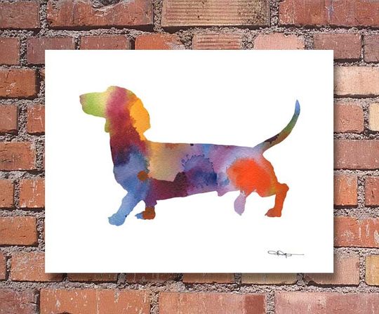 Discover Dachshund Art Print - Abstract Watercolor Painting - Wall Decor