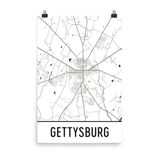 Discover Gettysburg Map Art Print for Wall Decor