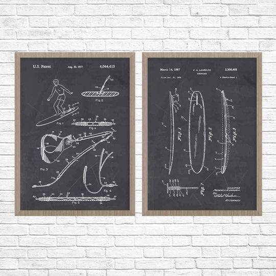 Discover Surfing Patent Art Print for Wall Decor