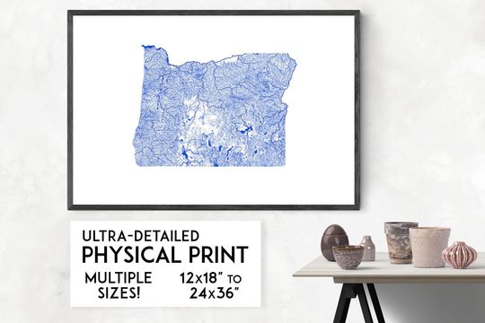 Discover Oregon State Map Print - Physical Map Art