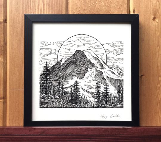 Discover Mount Baker Giclee Print- Washington, Pacific Northwest, Mountain Illustration