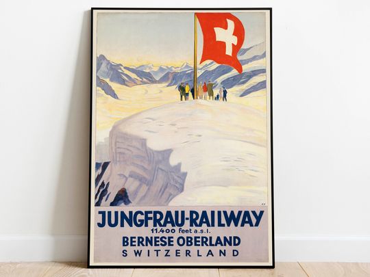 Discover Bernese Oberland Vintage Travel Poster Print