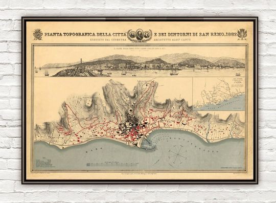 Discover 1882 Vintage Map of San Remo Italy Print