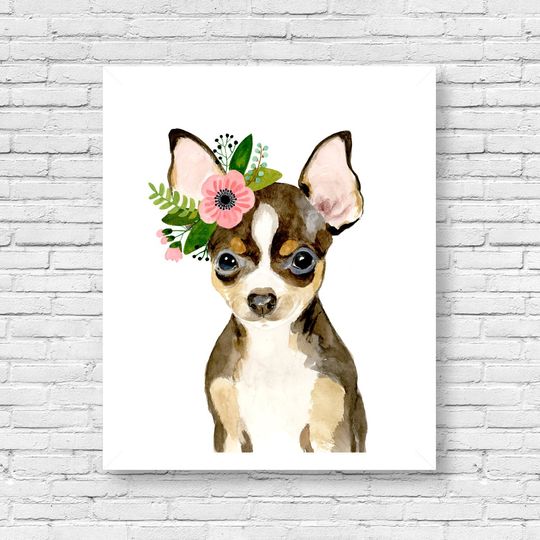 Discover Watercolor Chihuahua Art Print for Kids
