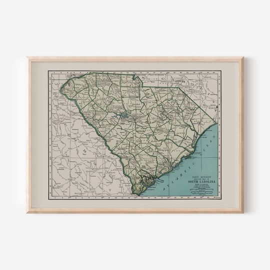 Discover Vintage Map of South Carolina Wall Art