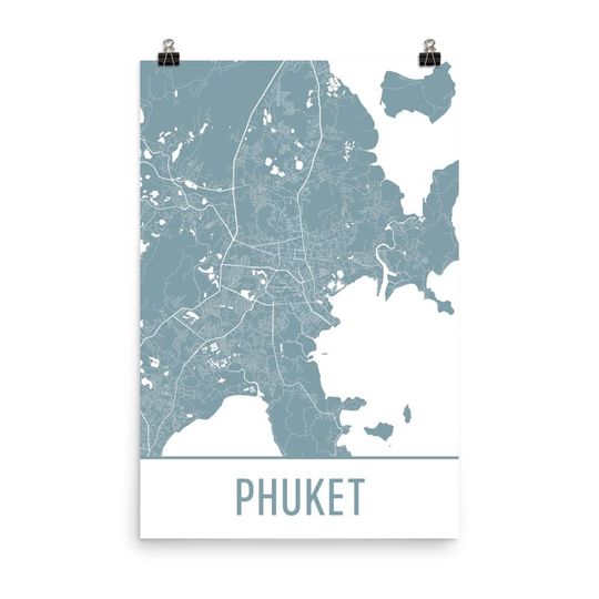 Discover Phuket Thailand Art Map Print