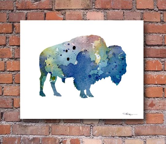 Discover Buffalo Art Print - Abstract Bison Watercolor Painting - Wall Decor