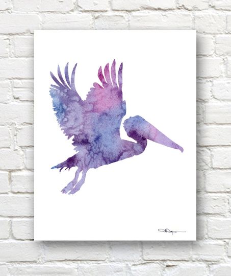 Discover Pelican Art Print - Abstract Watercolor Painting - Wall Decor