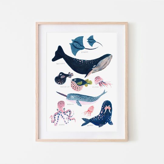 Discover Under the Sea Whale Print - Nautical Nursery Art