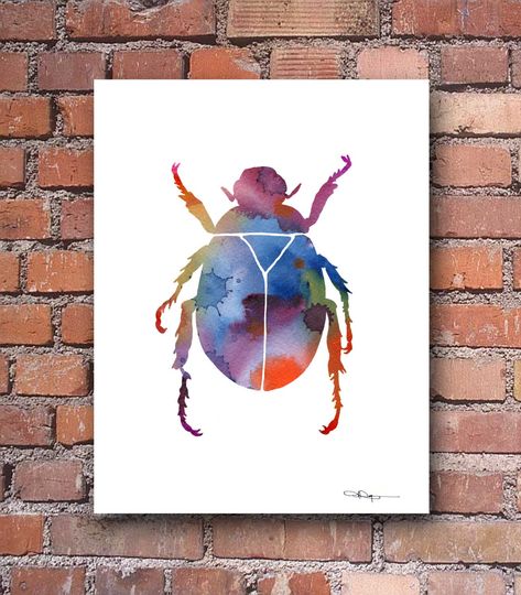 Discover Scarab Beetle Art Print - Abstract Watercolor Painting - Wall Decor