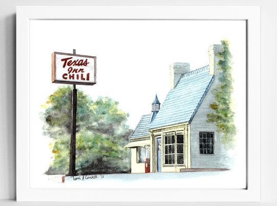 Discover Lynchburg Virginia T Room Watercolor Print | Texas Inn Painting