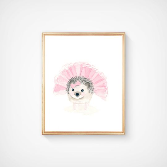 Discover Watercolor Hedgehog Print - Playful Nursery Decor