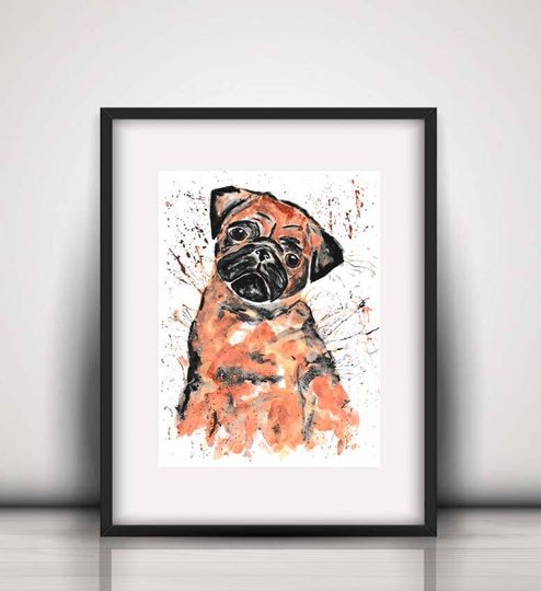 Discover Pug Watercolor Print - Cute Dog Art