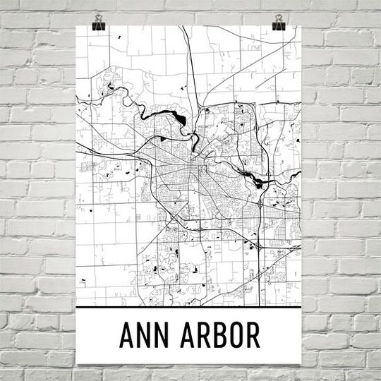 Discover Ann Arbor Map Poster - Modern Art Print