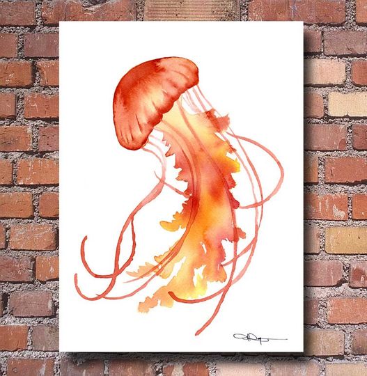 Discover Jellyfish Art Print - Watercolor - Abstract Painting - Wall Decor