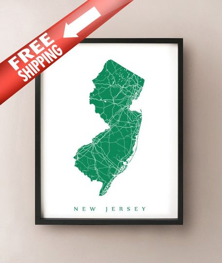 Discover New Jersey State Map Print
