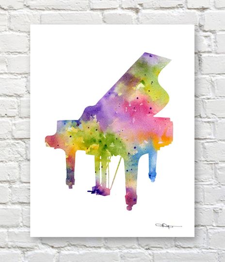 Discover Piano Art Print - Abstract Watercolor Painting - Music Wall Decor
