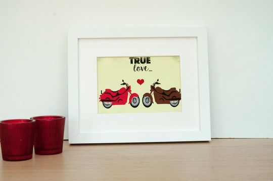 Discover Bikes in love  - Fine art print, Modern, decor, motorcycle, wedding gift, bike lovers, valentine gift