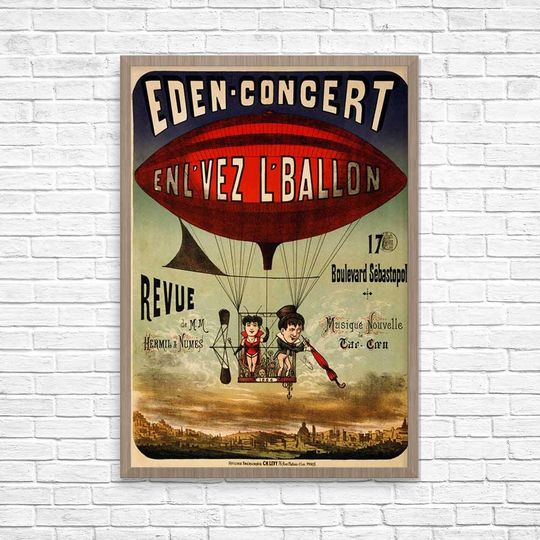 Discover Vintage French Hot Air Balloon Concert Poster