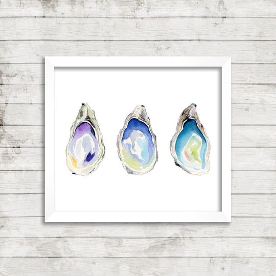 Discover Oyster Watercolor Coastal Art Print