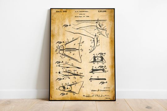 Discover Swimming Fin Patent Vintage Art Print