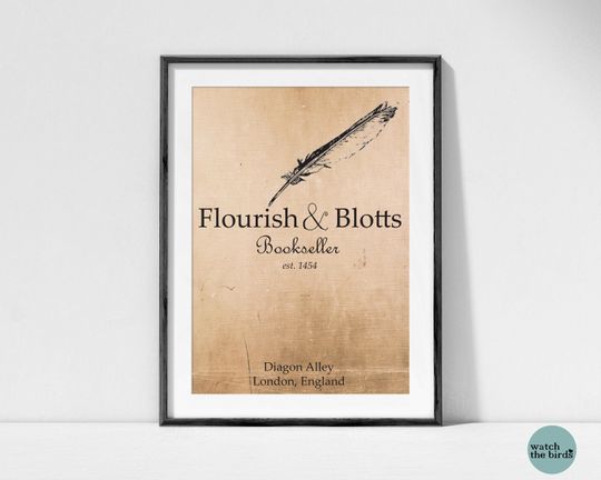 Discover Flourish & Blotts - Harry Potter inspired print, bookstore, diagon alley, hogwarts