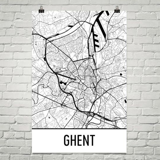 Discover Ghent Belgium Map Art - Travel Decor