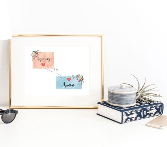 Discover Kansas and Wyoming Wall Art - Two State Print