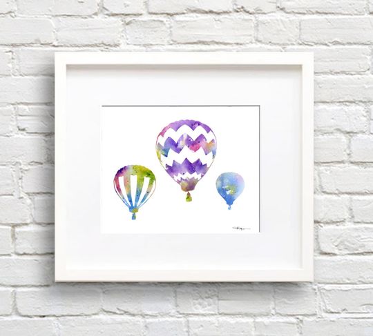 Discover Hot Air Balloons Art Print - Abstract Watercolor Painting - Wall Decor