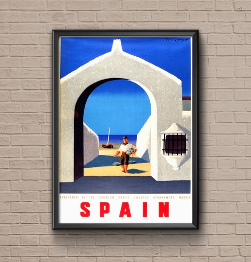 Discover Spain Vintage Travel Poster - Decorative Wall Art