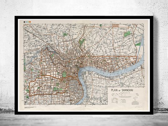 Discover 1945 Vintage Shanghai Map - Historical Wall Art Print