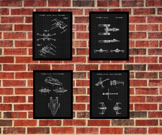 Discover Movie Spaceships Print Set 4  A B X Y Wing