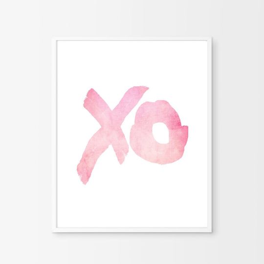 Discover Watercolor Print, XO print, Typography print, Typography poster, Pink wall art, Pink Watercolor Fashion print, Fashion poster, XO painting