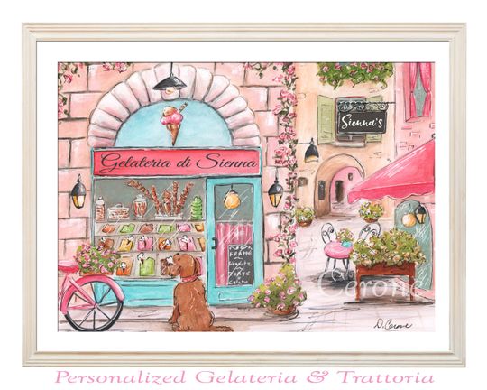 Discover Florence Italy Watercolor Print, Personalized Italy Gift, Italian Wall Art, Gelato Wall Art, Toddler Girl Room Decor, Travel Nursery Decor