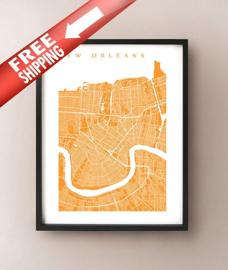 Discover New Orleans Map Art - Louisiana Poster Print